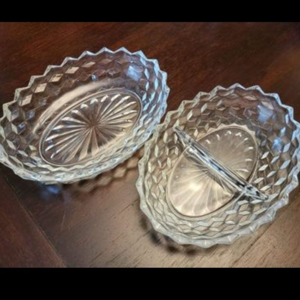 Pair of Vintage Glass Serving Bowls